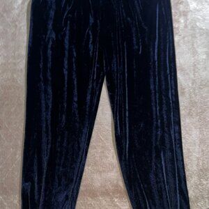 Cool Run Women Large Black Velour Stretch Sweat Workout Yoga Pants Pockets‎ (Q)
